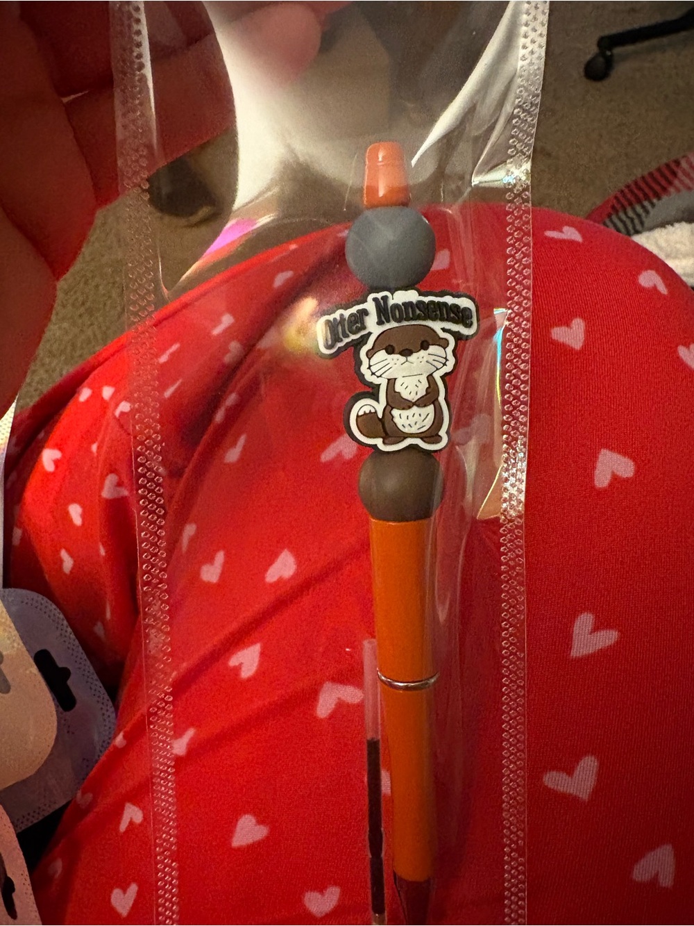 Kids Orange Novelty Pen with Otter Charm